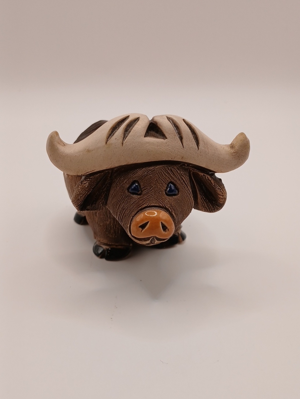 Artesania Rinconada Water Buffalo Signed Uruguay Art Pottery